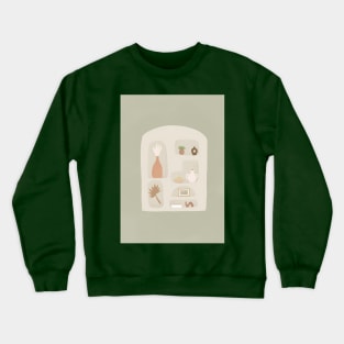 Cream shelf with green background Crewneck Sweatshirt